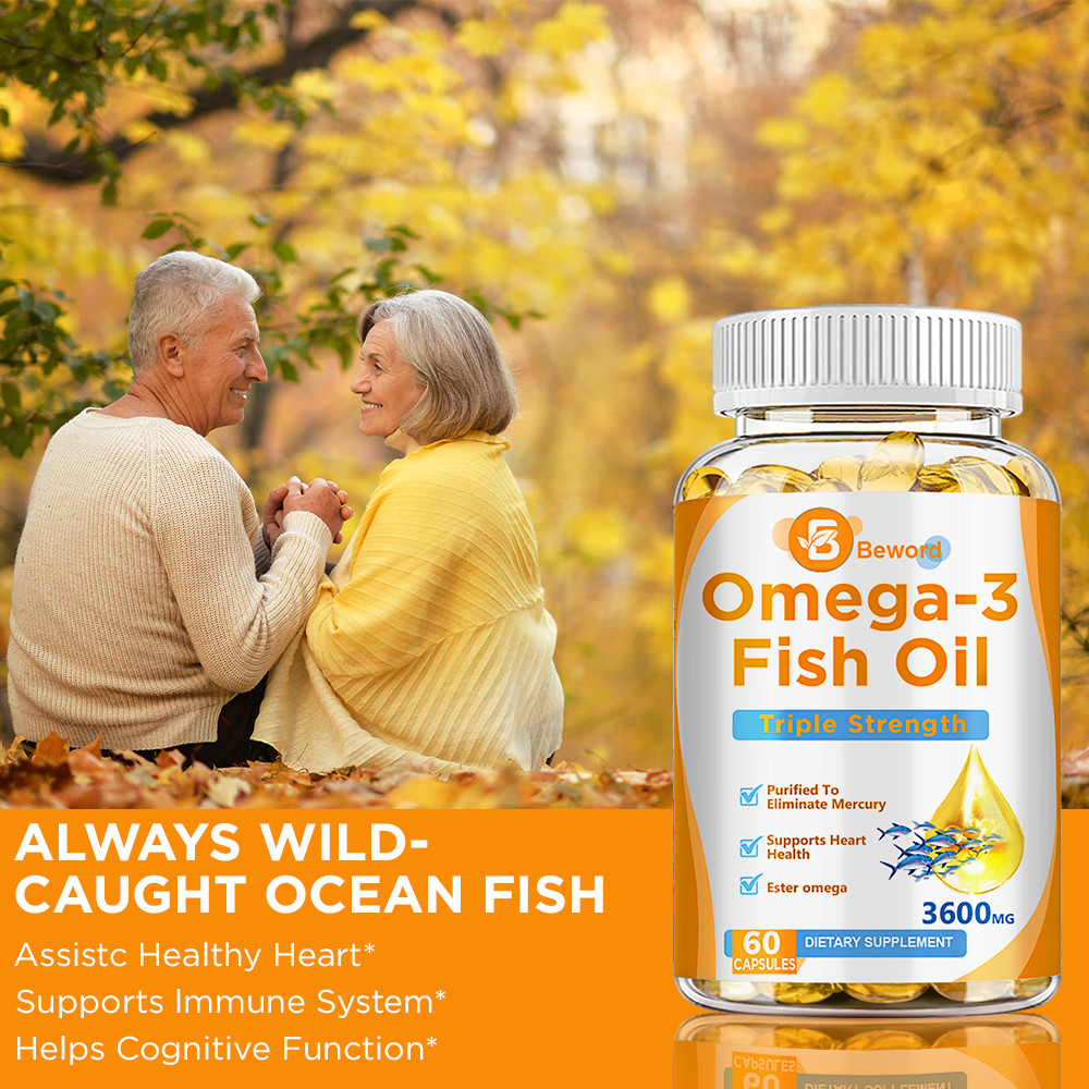 1-3 Pack Omega-3 Fish Oil 3600mg Triple Strength 2800mg Active 60 Softgels