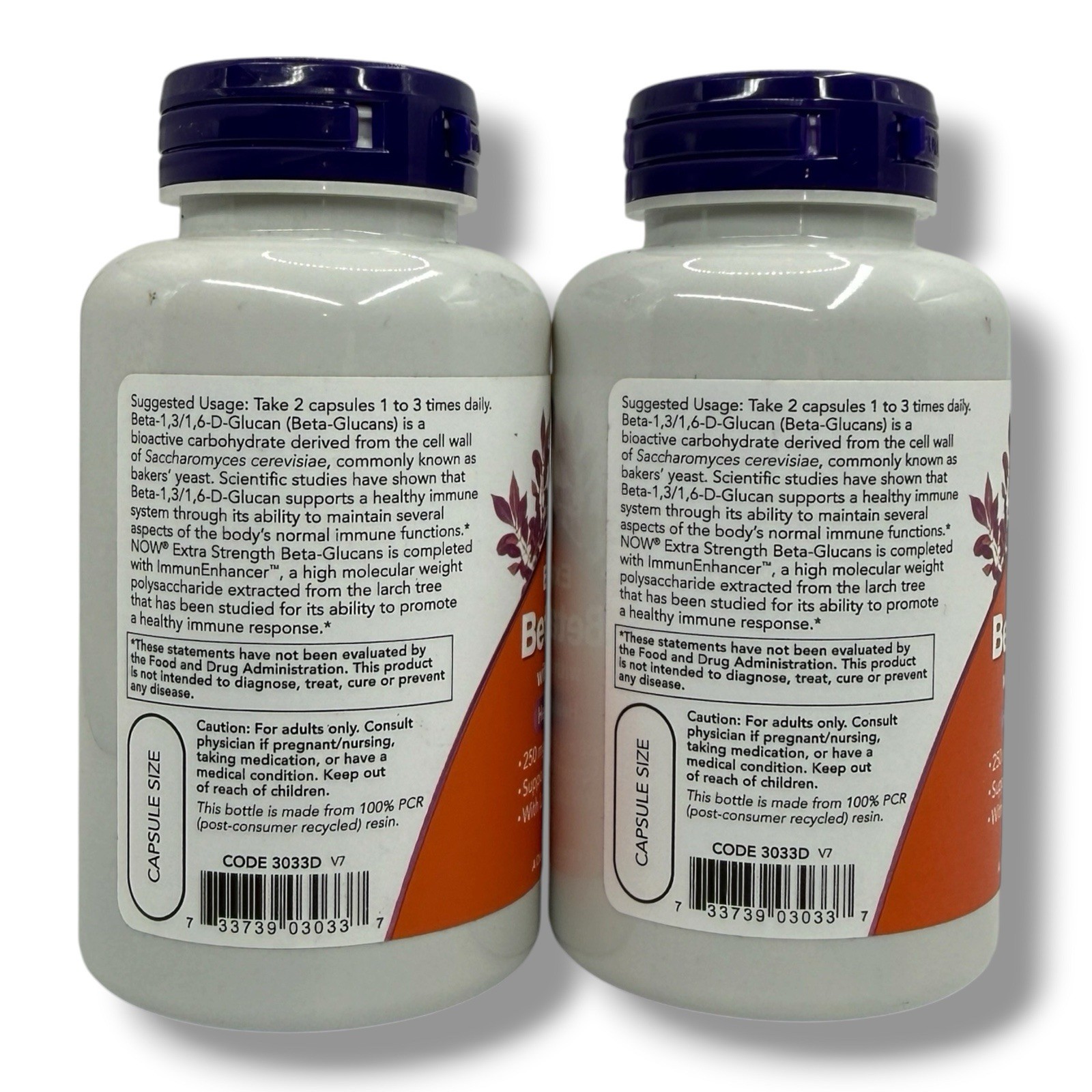 NOW Foods Beta Glucans Immune Support Supplement 120 Veg Caps 2Pk EXP 3/29