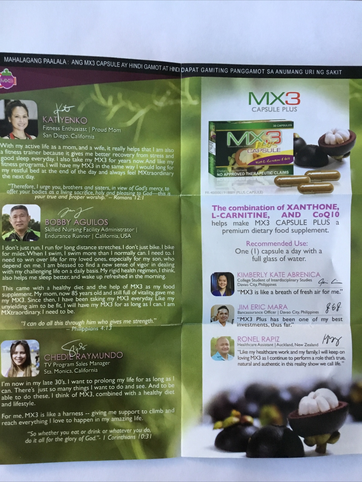 2 BOXES OF MX3 PLUS With L-CARNITINE & Q10, 30 CAPSULES EACH BOX