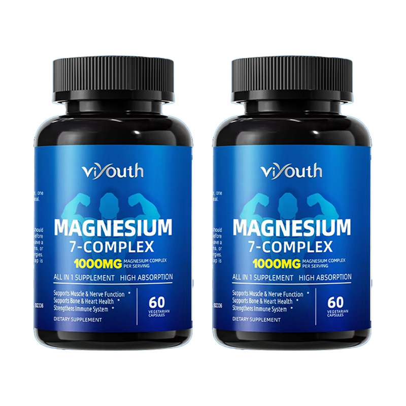 Viyouth Magnesium 7 Complex 60 Capsules, Supports Sleep & Bone Health, 1-3 Pack