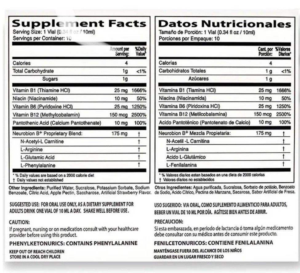 2 PACK Neurobion Plus , Vitamin 10-Drinkable Vials 0.34 fl. Oz. / 10ml