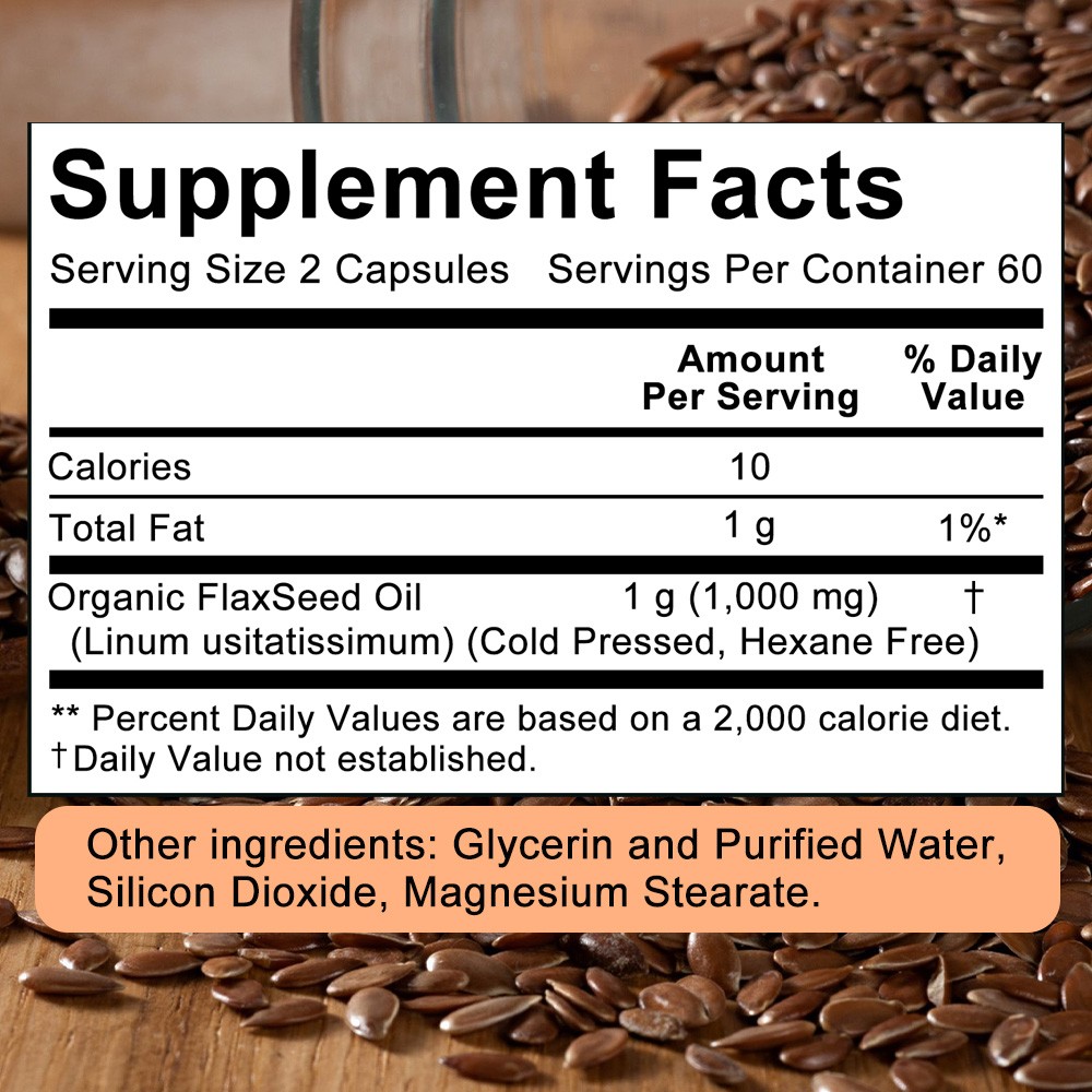 Flaxseed oil 1000mg capsules (30/60/120 pack) With Essential Omega-3s