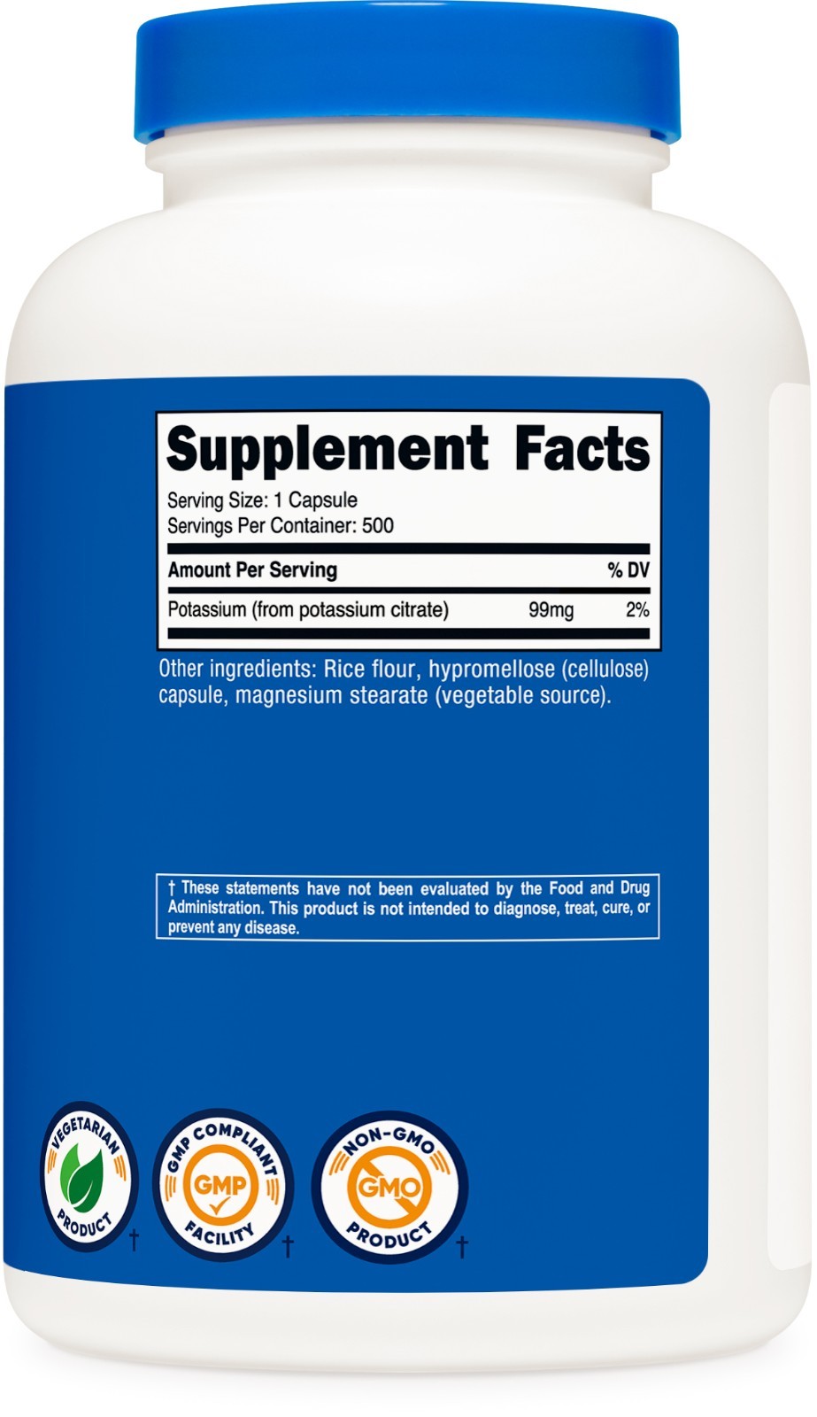 Nutricost Potassium Citrate 99mg, 500 Capsules – Gluten Free & Non-GMO