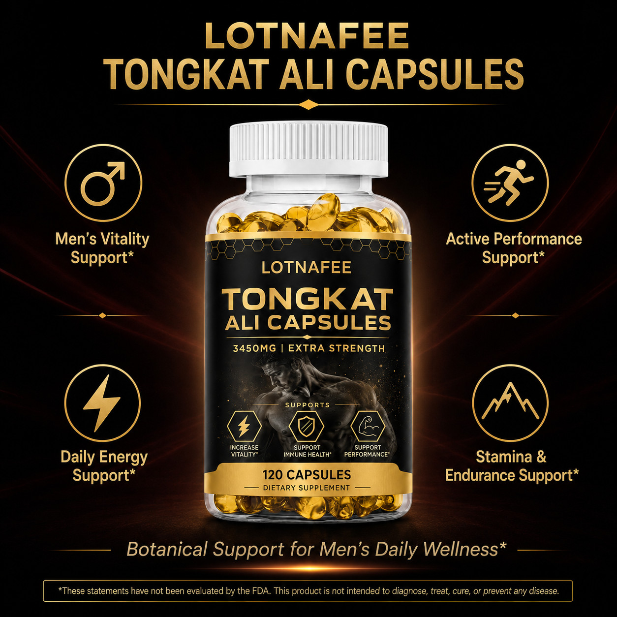 Lotnafee Premium Herbal Extract Complex – Men’s Daily Vitality Support 120 Capsu