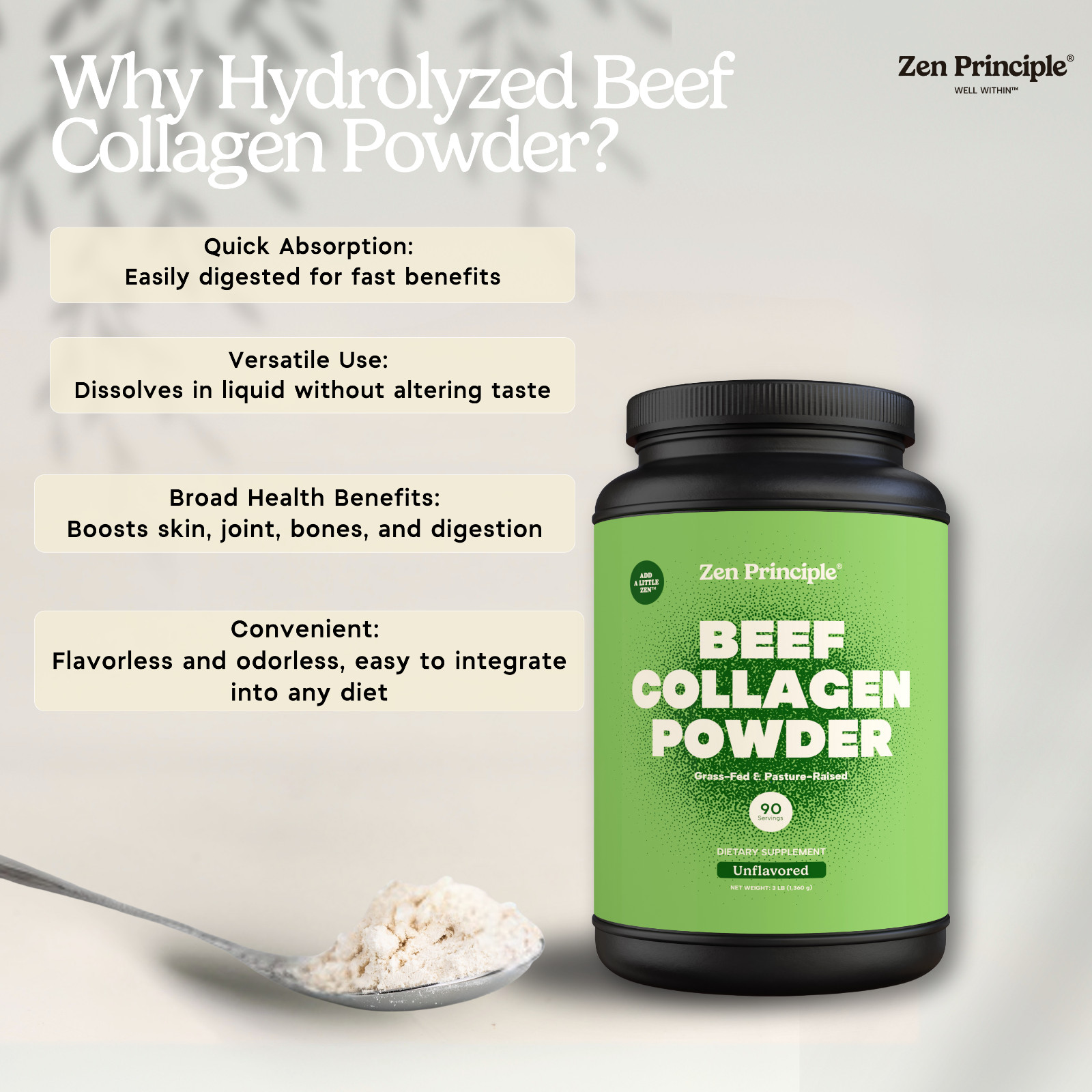 Grass-Fed Collagen Peptides Hydrolyzed 3 lb