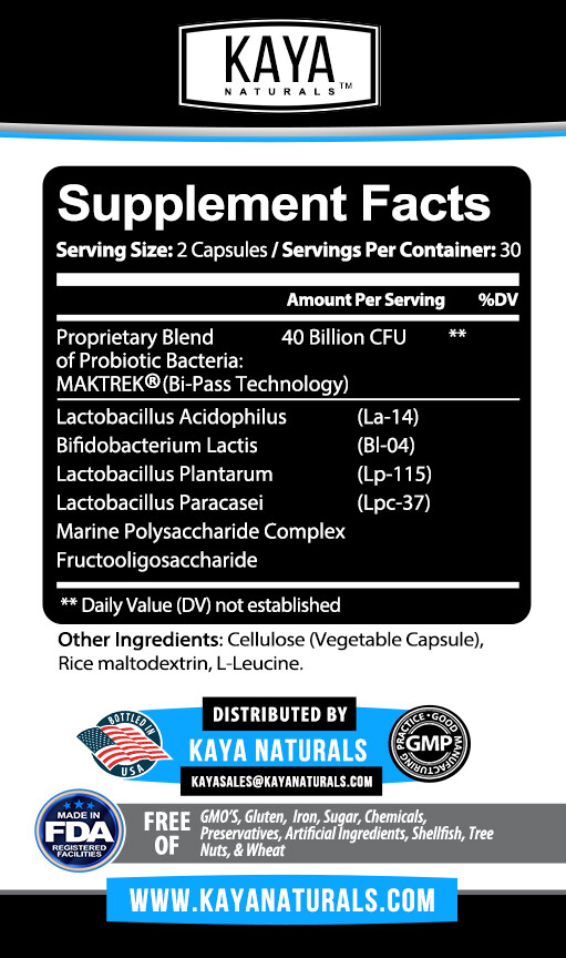 Probiotic 40 Billion CFU Guaranteed Potency Digestive Immune Health 60 Capsules