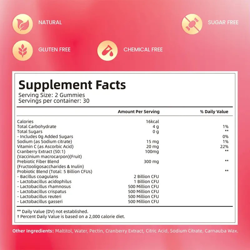 Vaginal Probiotics pH Women, Feminine Balance for Gummies 60ct/1bag
