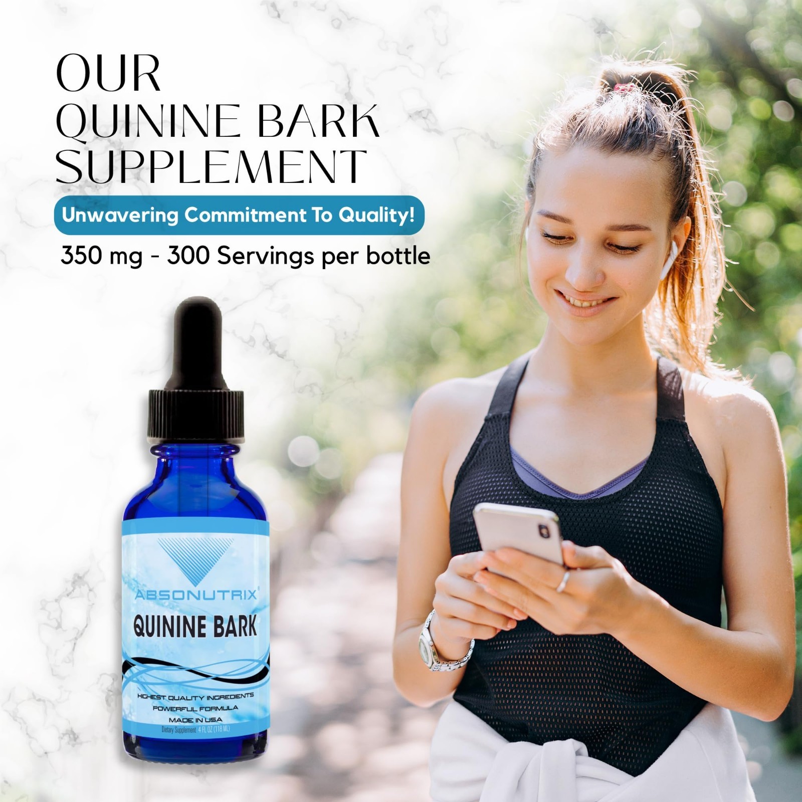 Quinine Bark Liquid 350mg – 4oz, 300 Servings, Quick Absorption, Non-GMO, GMP-Ce