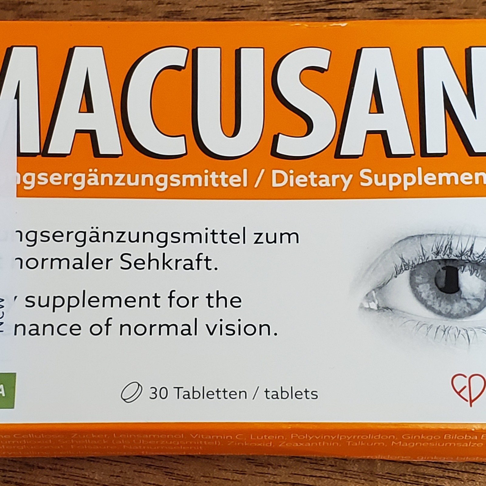 Macusan Vision Performance Dry Eyes Supplement + Ginkgo Biloba 30 Tablets 9/2029