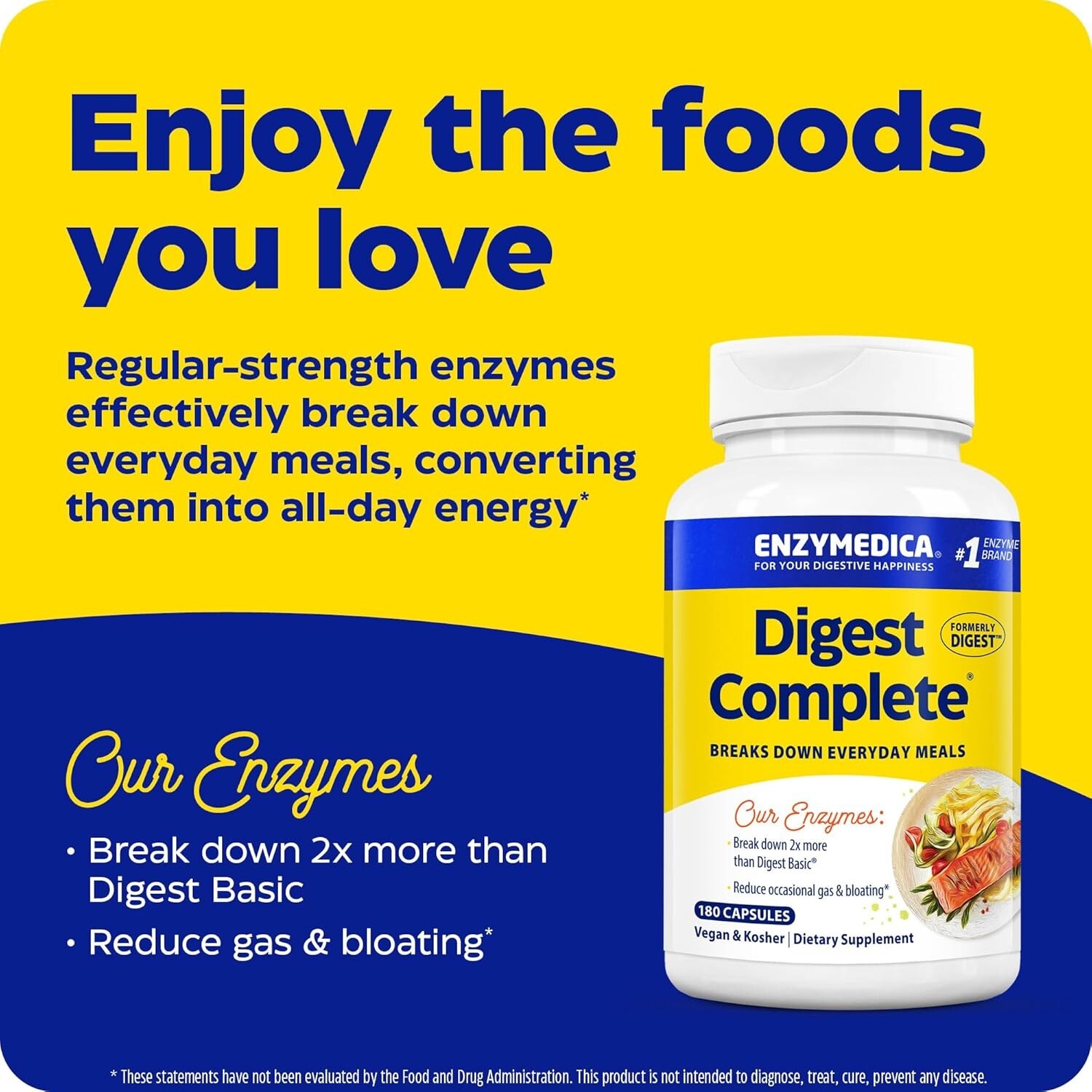 Enzymedica, Digest Complete, Full-Range, Everyday Digestive Enzymes 180 Capsules