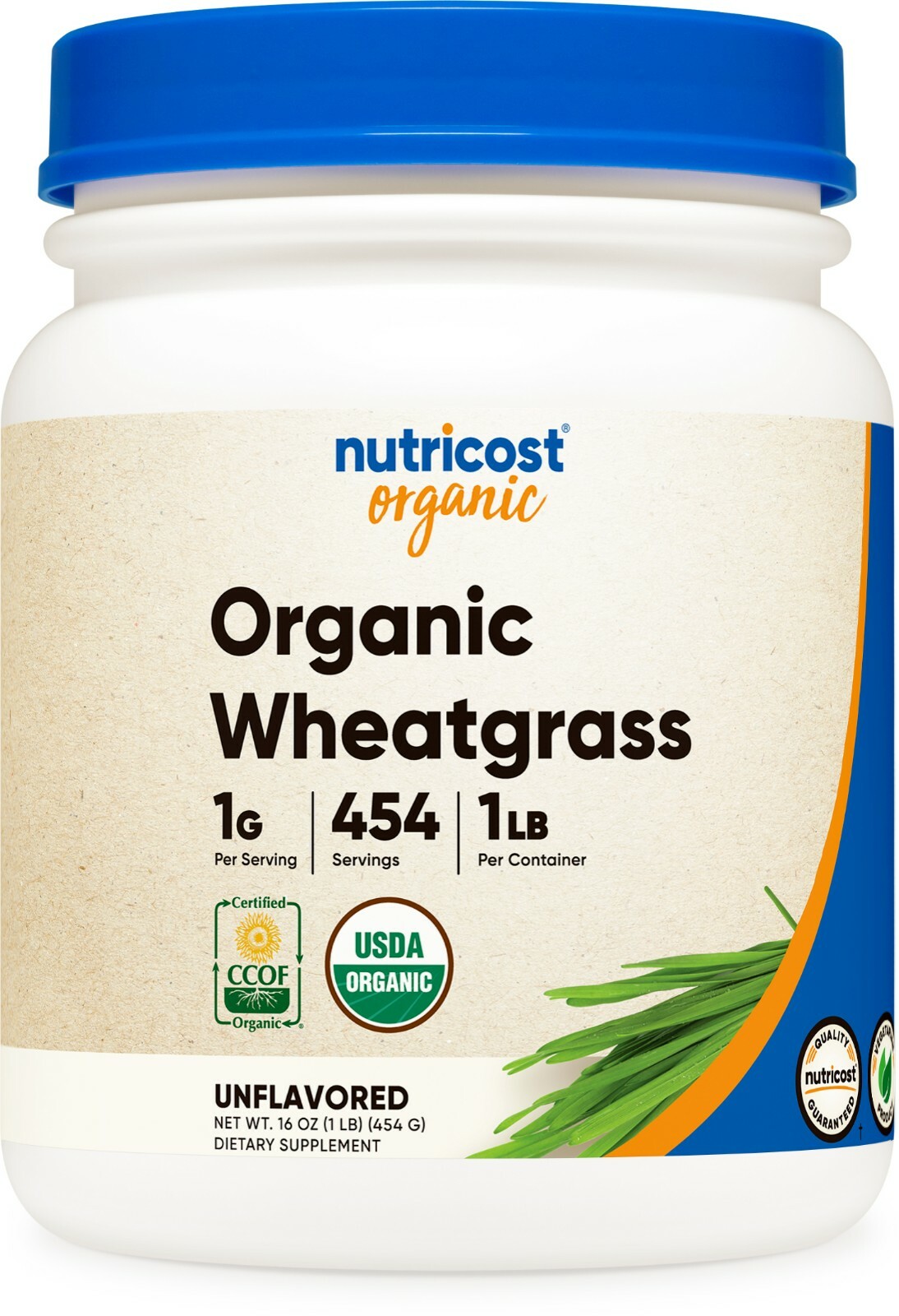 Nutricost Organic Wheatgrass Powder 1LB – Non GMO, Gluten Free, Superfood
