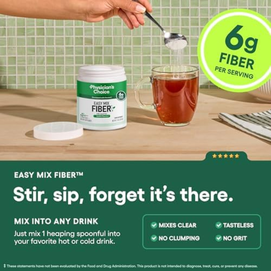 Physician’s CHOICE Easy Mix Fiber for Digestive Health & Regularity – No Grit, S