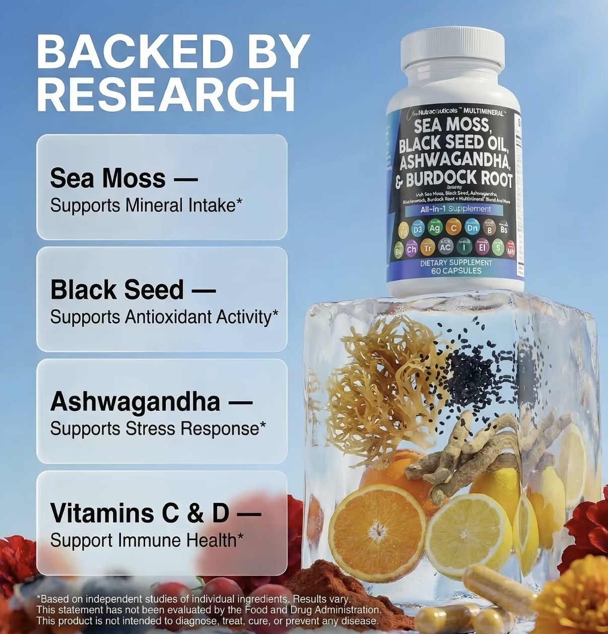Sea Moss 3000Mg Black Seed Oil 2000Mg Ashwagandha 1000Mg Turmeric 1000Mg Bladder