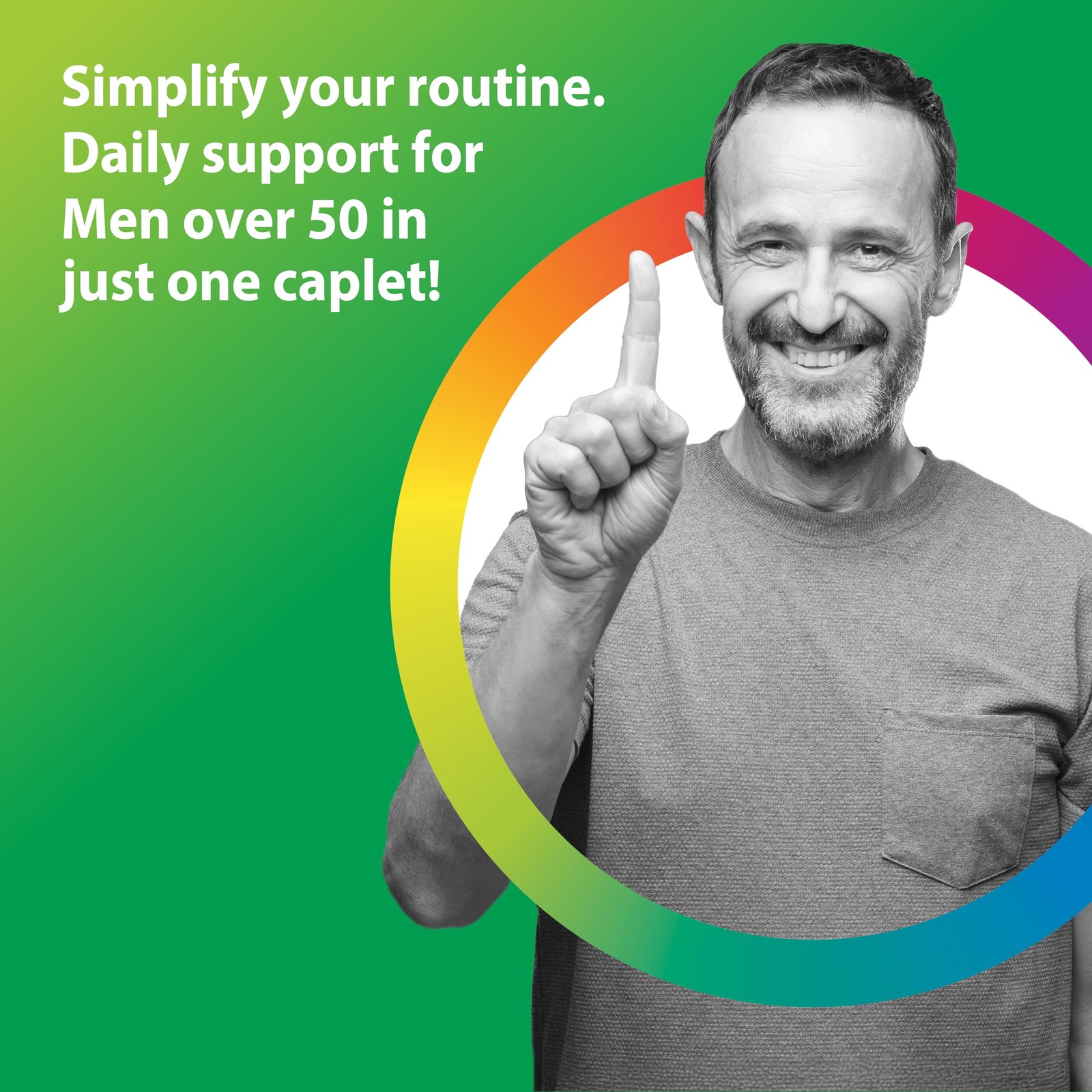 Rainbow Light Mens Multivitamin One + for 50 Plus 60 Count (Pack of 1), Multi