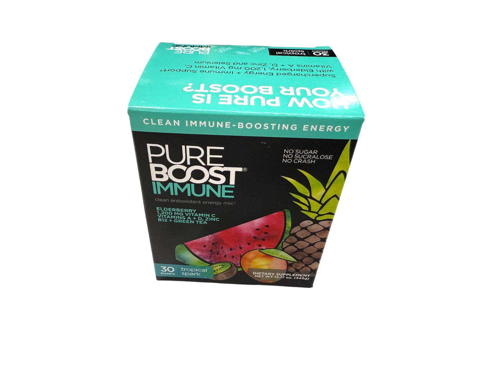 Pureboost Immune Tropical Spark Energy Drink Mix 30 Pack EXP 06/2024 New