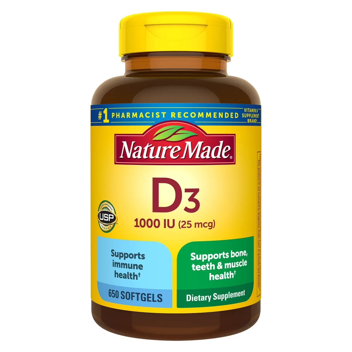 Nature Made Vitamin D3 25 mcg. 1000 IU 650 Softgels 09/2027