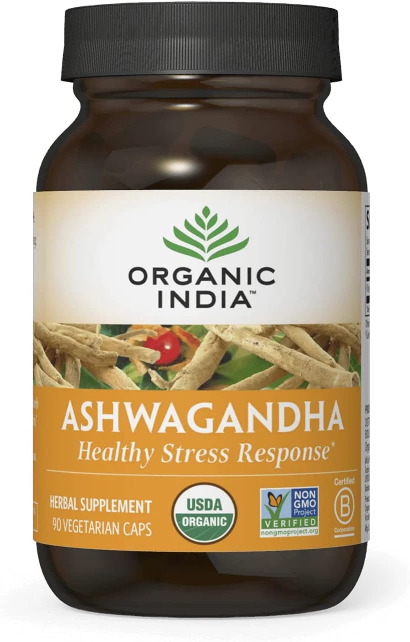 ✨3-Pack Organic India Ashwagandha 90 Caps Stress Relief – Exp June 10, 2026