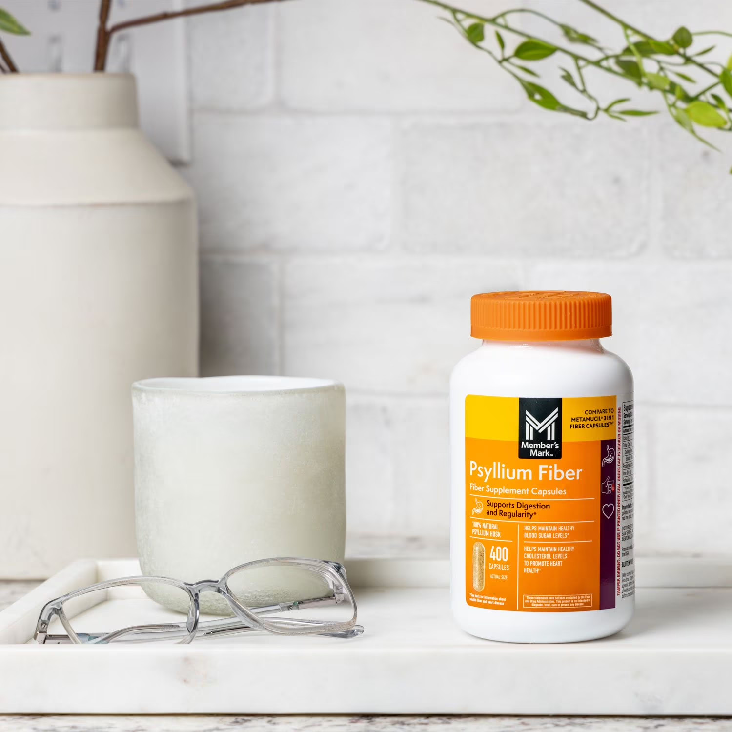 2 Pack – Member’s Mark Fiber Capsules 100% Psyllium 400 ct (Total 800)