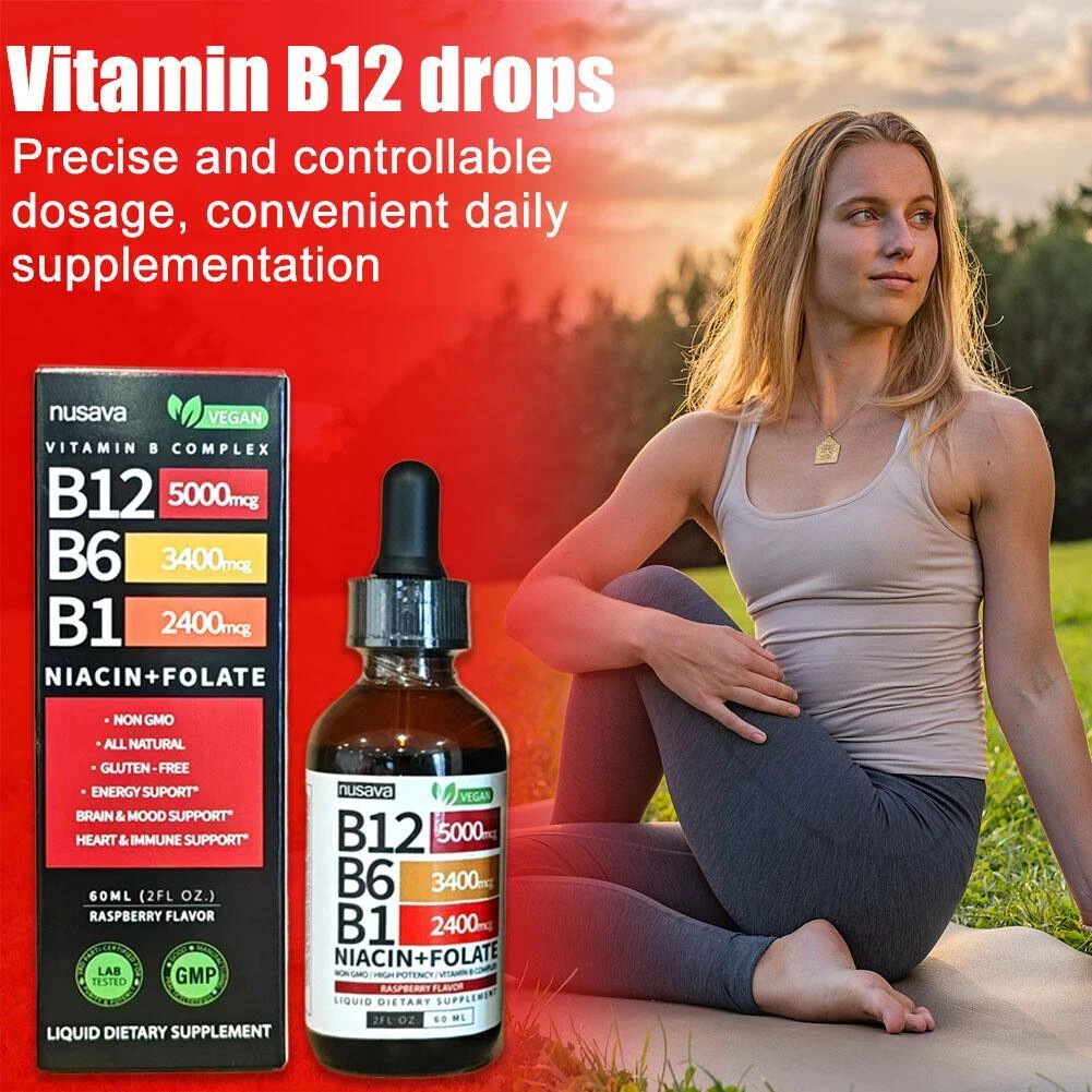 1-5 Liquid Vitamin B12 and B6 bottles Drops, B12 Sublingual Vitamin B Complex