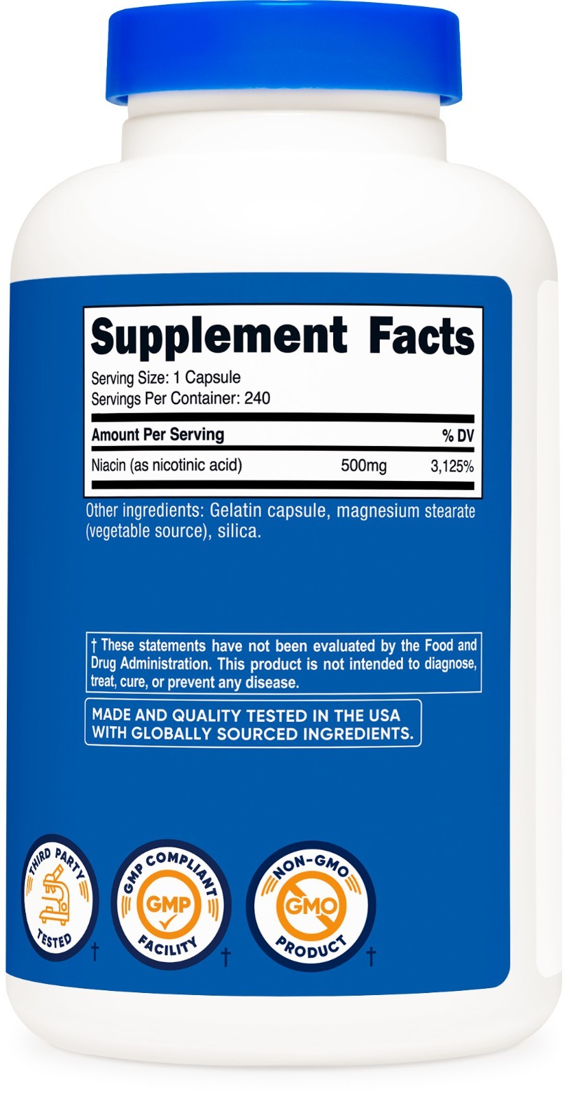 Nutricost Niacin (Vitamin B3) 500mg, 240 Caps – Gluten Free and Non-GMO
