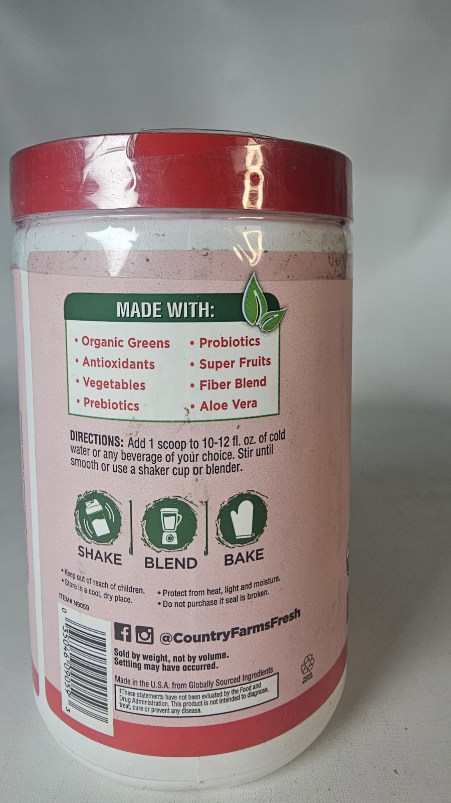 Organic Super Greens Berry Flavor, 50 Organic Super Foods, Exp:07/2028