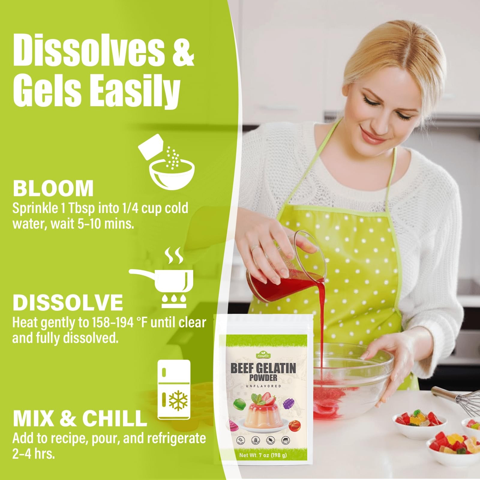 Unflavored Beef Gelatin Powder, 7 oz – Gluten Free Thickening Agent for Gummies
