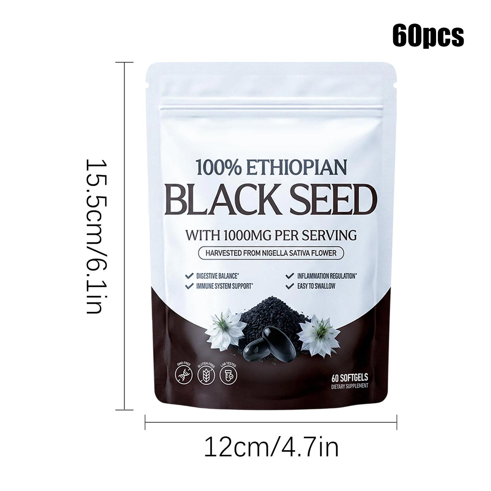 Resilia Ethiopian Black Seed Oil 1000MG Softgels 60 Counts Organic Natural
