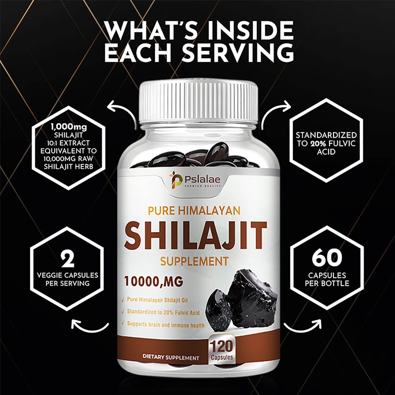 Pure Himalayan Shilajit 10000mg – Fulvic Acid – Stamina, Strength, Performance