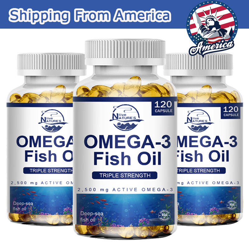 Omega 3 Fish Oil Capsules 3x Strength 2500mg EPA & DHA, Highest Potency 360PCS