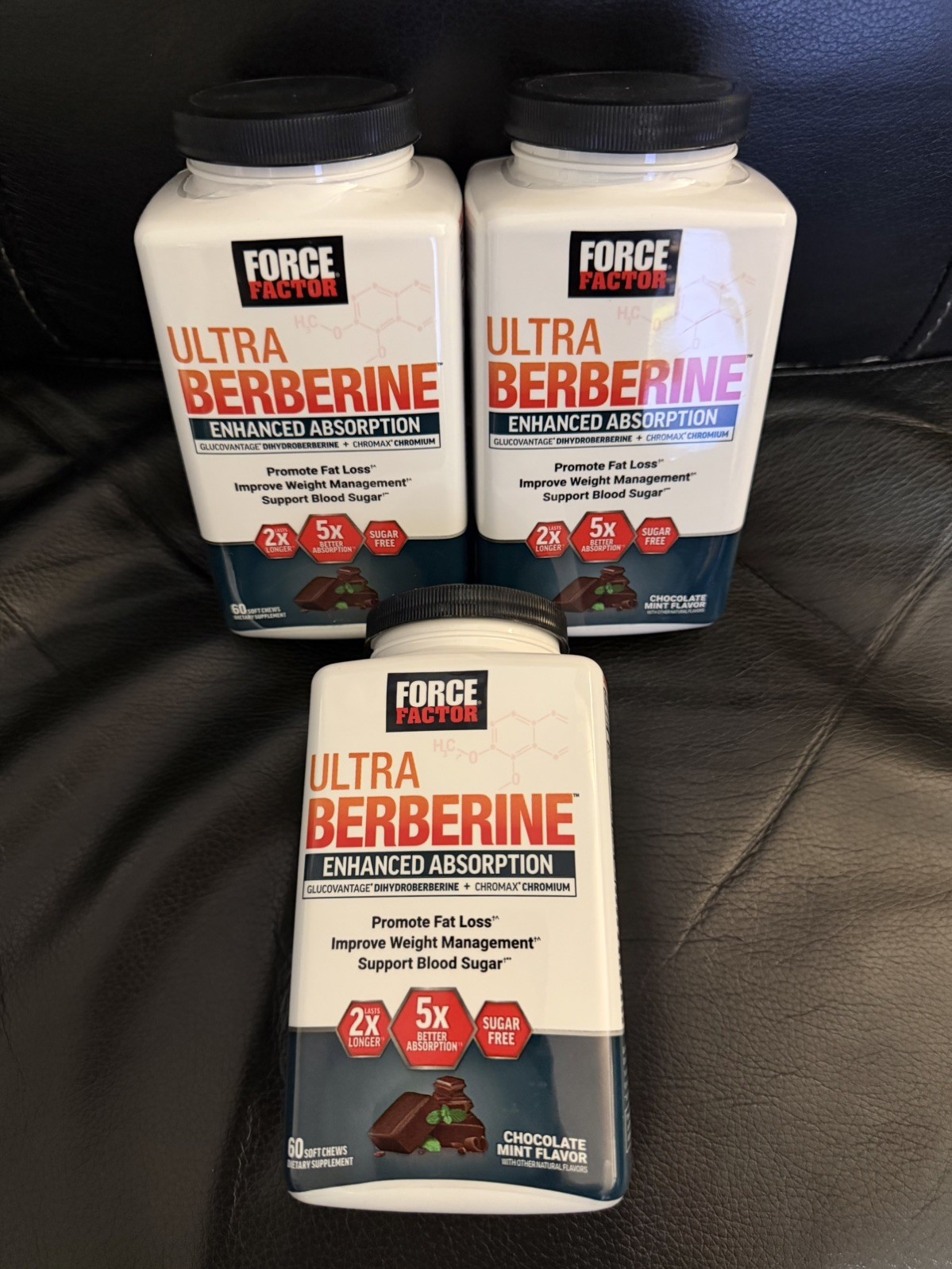 3 Force Factor Ultra Berberine 5X Absorption Chocolate Mint Soft Chew EXP 3/27