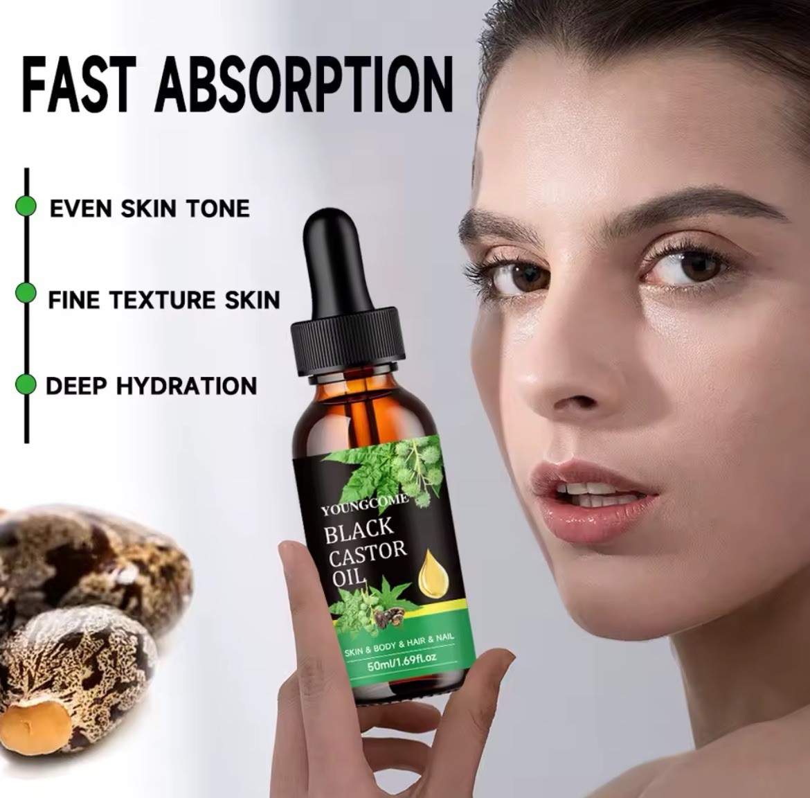 60ml Organic Black Castor Oil – Hair Growth, Strengthens Hairline, Skin & Body.