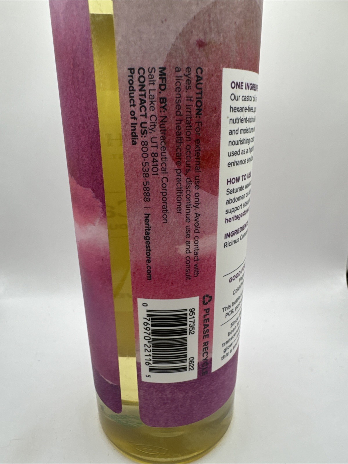 Castor Oil Cold Pressed 16 Fl Oz by Heritage Store