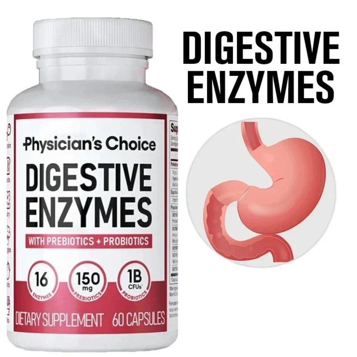 Physician’s Choice Digestive Enzymes,Prebiotics & Probiotics,Gut Support 60 Caps