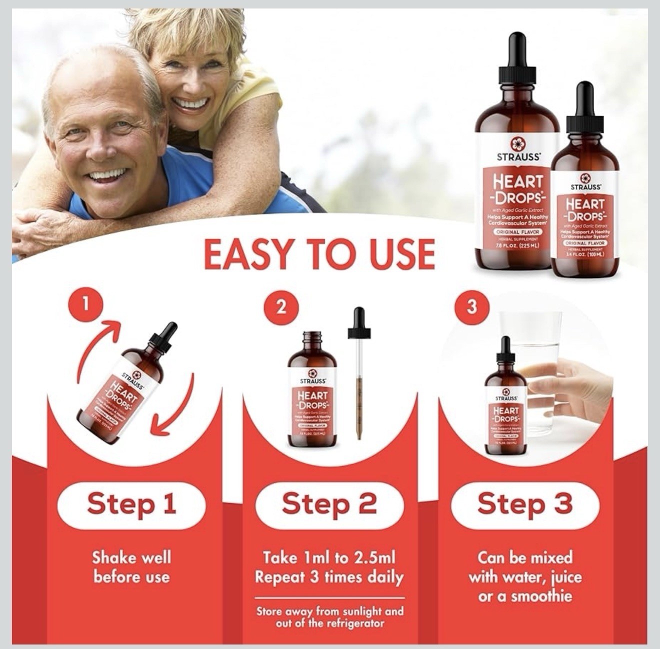 Strauss Naturals Heart Drops – Natural Mistletoe & Aged Garlic Extract 3.4 Oz