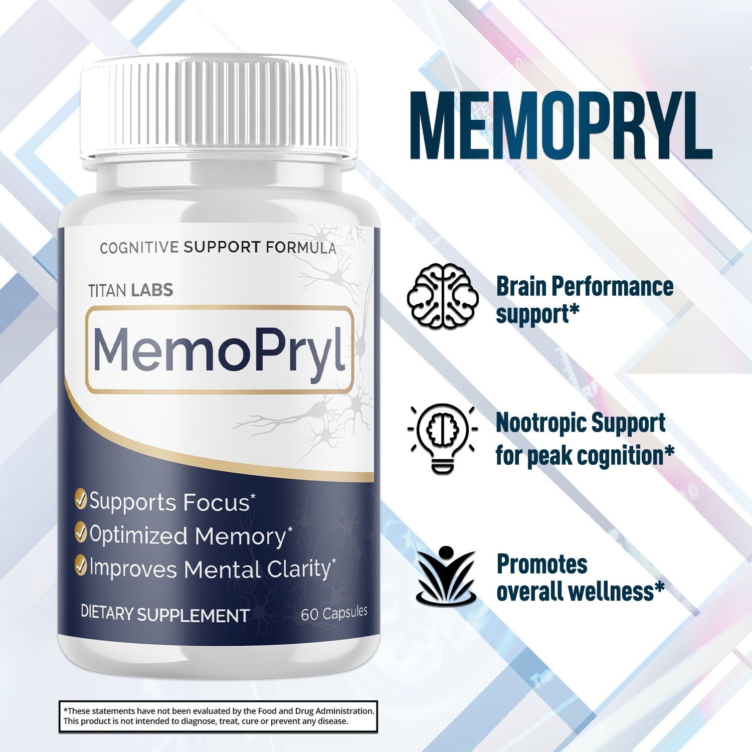 (5 Pack) MemoPryl Nootropic All Natural Brain Supplement Memo Pryl 300 Capsules