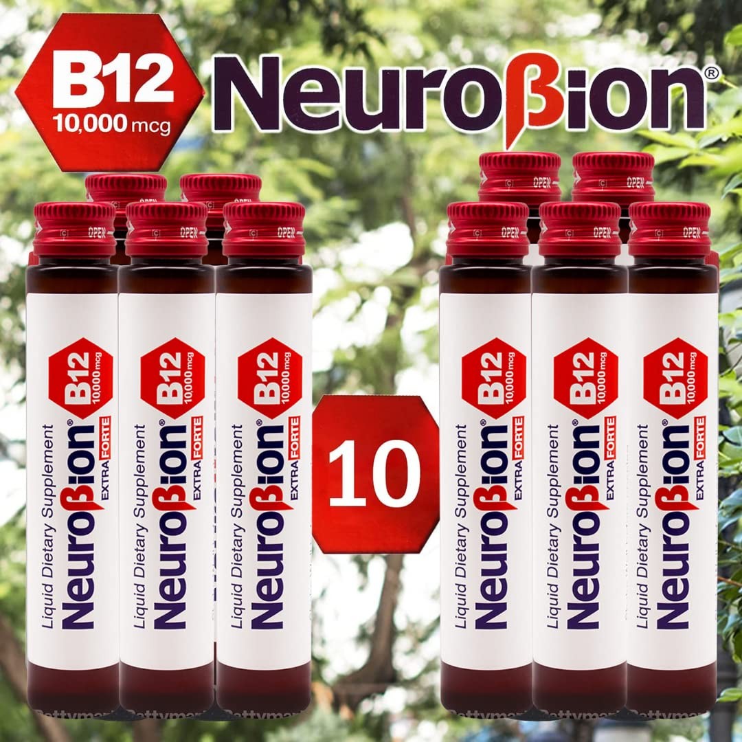 Neurobion Extra Forte B12 10,000 mcg Vials, Liquid – 0.85 Fl Oz (Pack of 10)