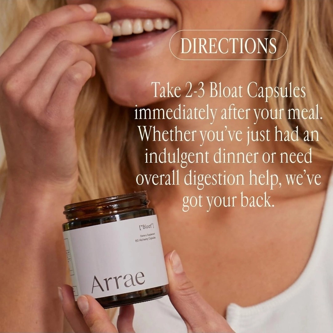 Arrae Bloat Fast-Acting Bloating Relief Digestive Enzymes Natural 60 Ct 09/2024