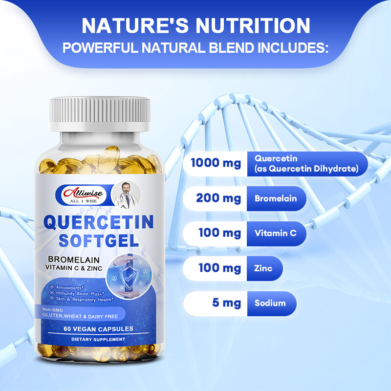 1000MG Quercetin with Bromelain & Zinc – Natural Immune Support Supplement 120pc