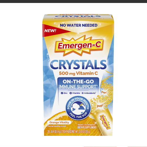 2x Emergen-C CRYSTALS 500mg Vitamin C on-the-go 28 ORANGE VITALITY Exp. 01/2025