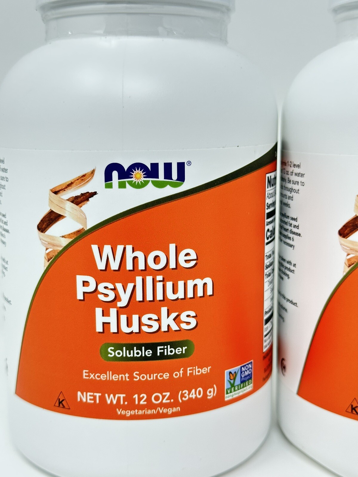 (2 PACK) Now Foods Whole Psyllium Husk Husks Soluble Fiber, 12 oz,EXP 11/2026.
