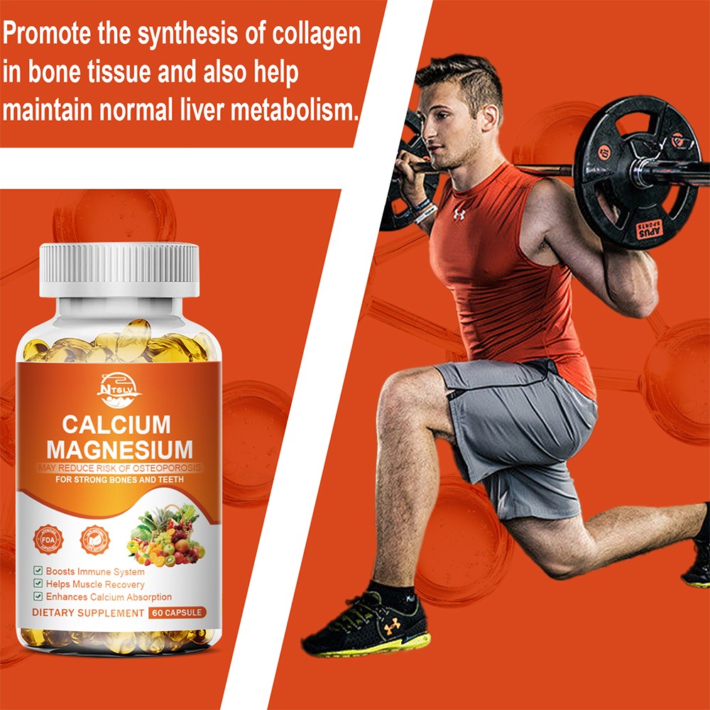 Calcium Magnesium 60 Capsules Bone Teeth Immune Support Supplement
