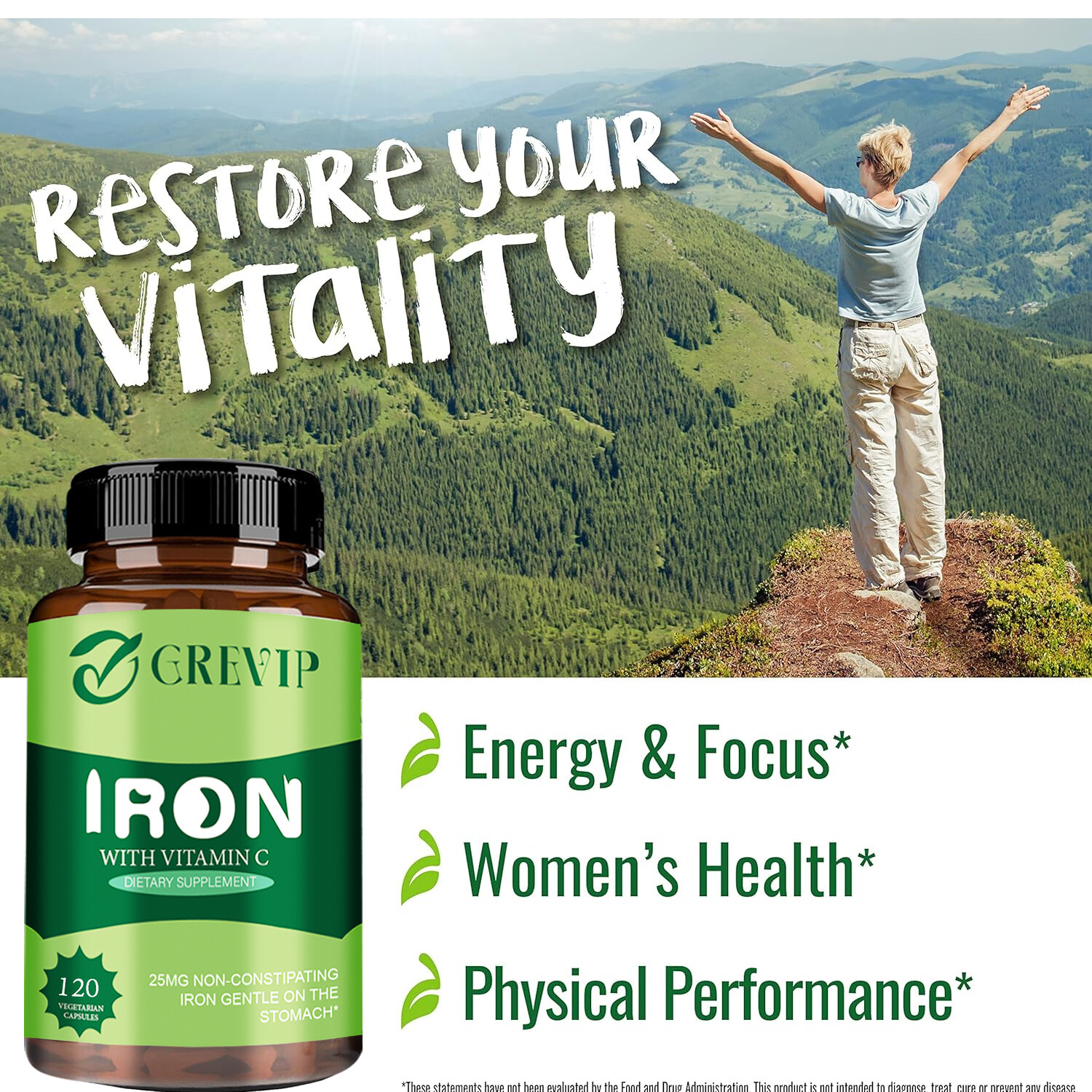 Iron 25mg – Vitamin C – Blood Energy Suppor, Red Blood Cell, Anaemic Supplement