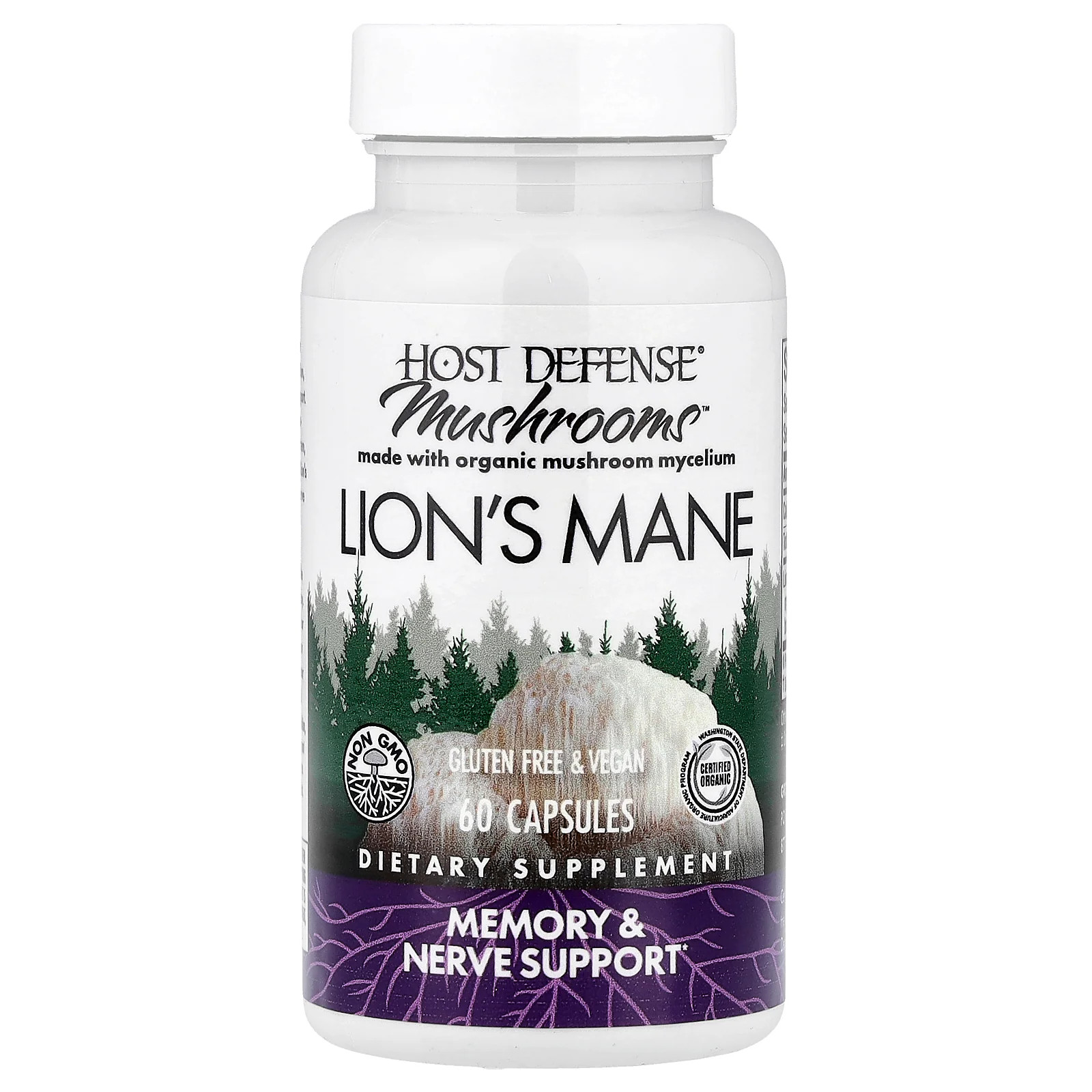2 X Host Defense, Mushrooms�, Lion’s Mane, 60 Capsules (0.5 g per Capsule)