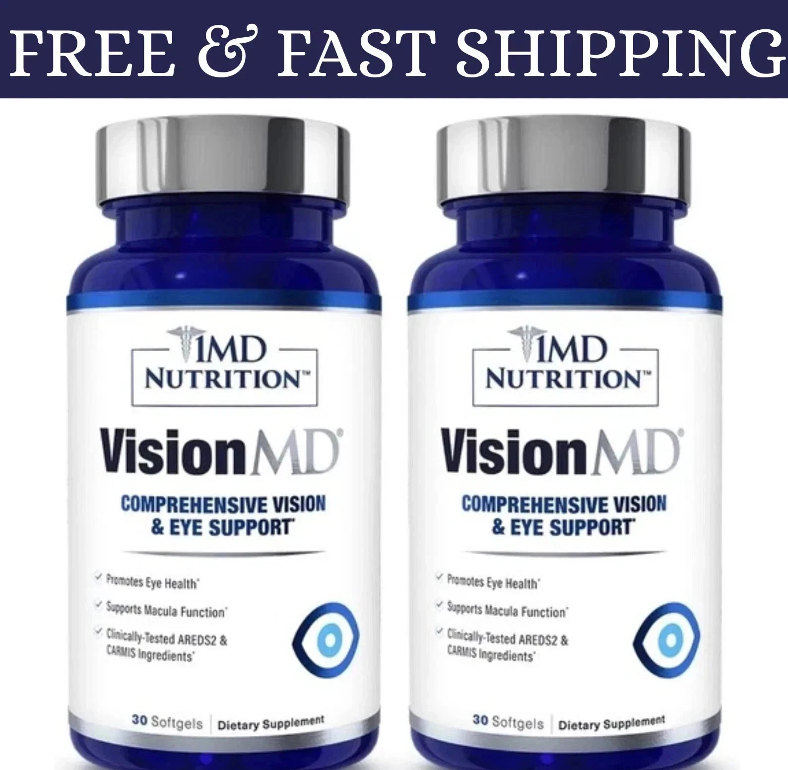 2 pack MD Nutrition Vision MD Eye Vitamin CARMIS – Eye Supplement 30 Softgels.
