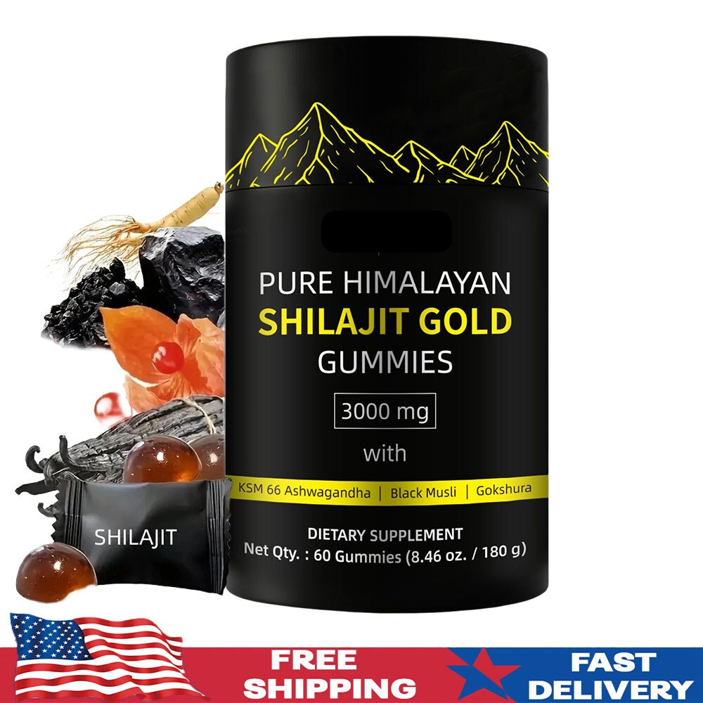 2X Natural 60 Shilajit Gold Gummies Ashwagandha and Gokshura Himalayan Gummies