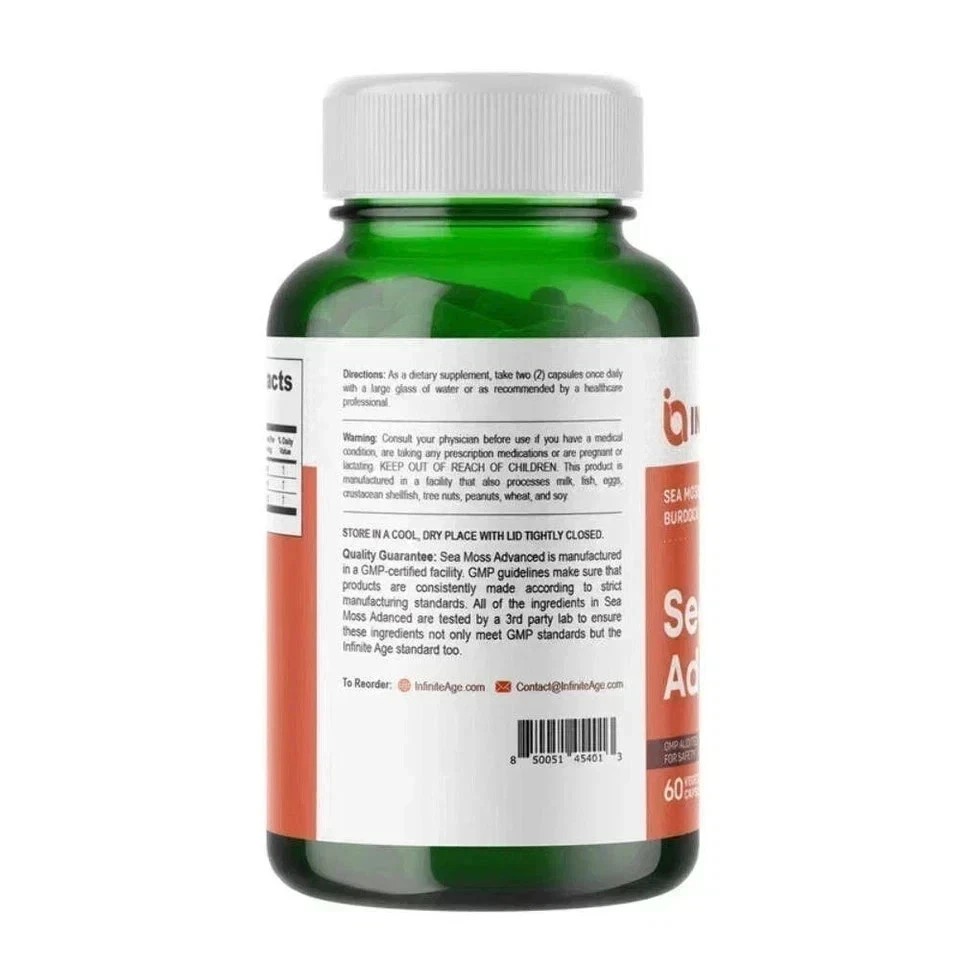 INFINITE AGE 1250mg Sea Moss Advanced Superfood, High-Potency, Vegan – 60 Count