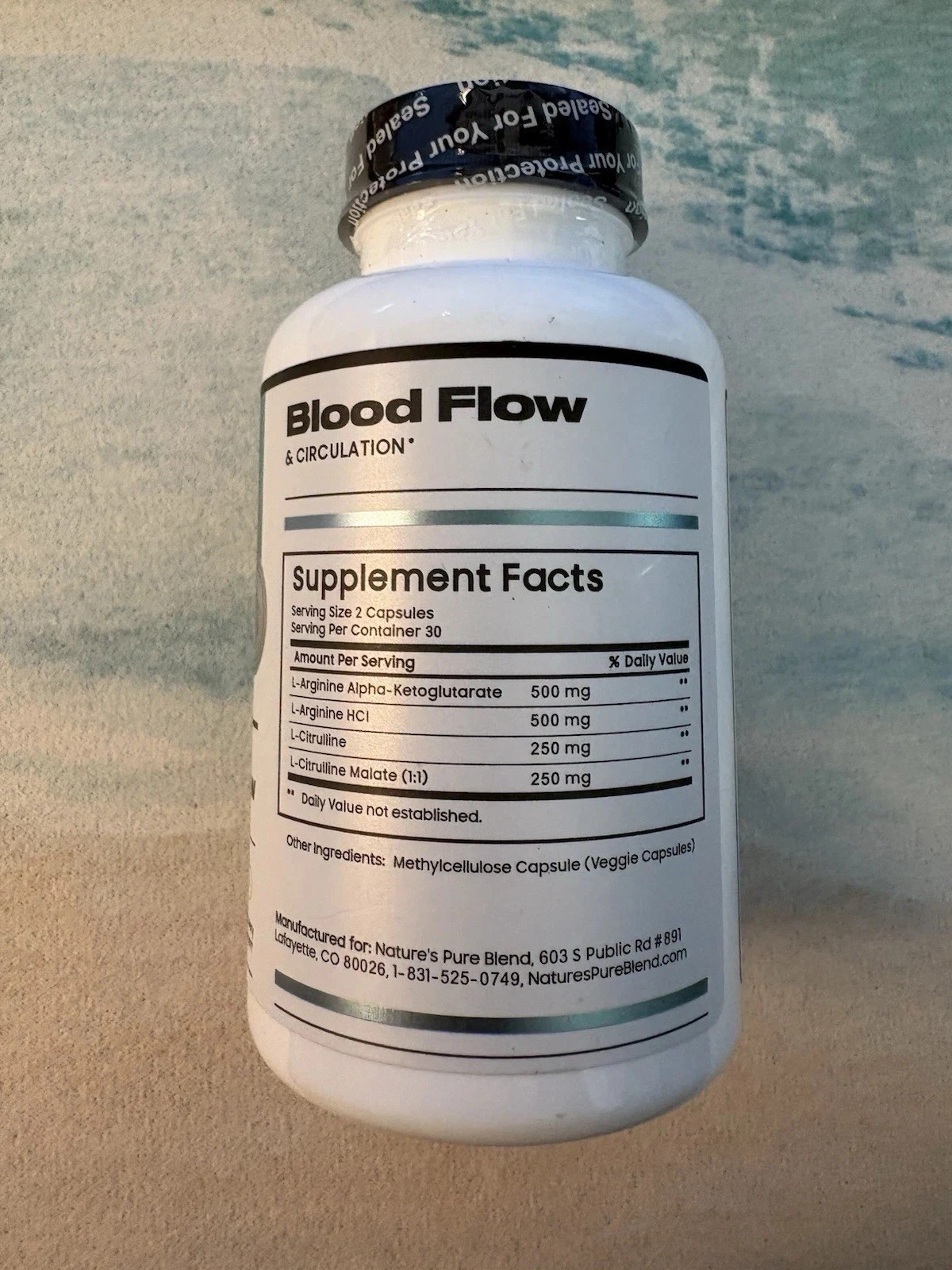 Nature’s Pure Blend Nitric Oxide Flow 60 Caps New Sealed Free Shipping