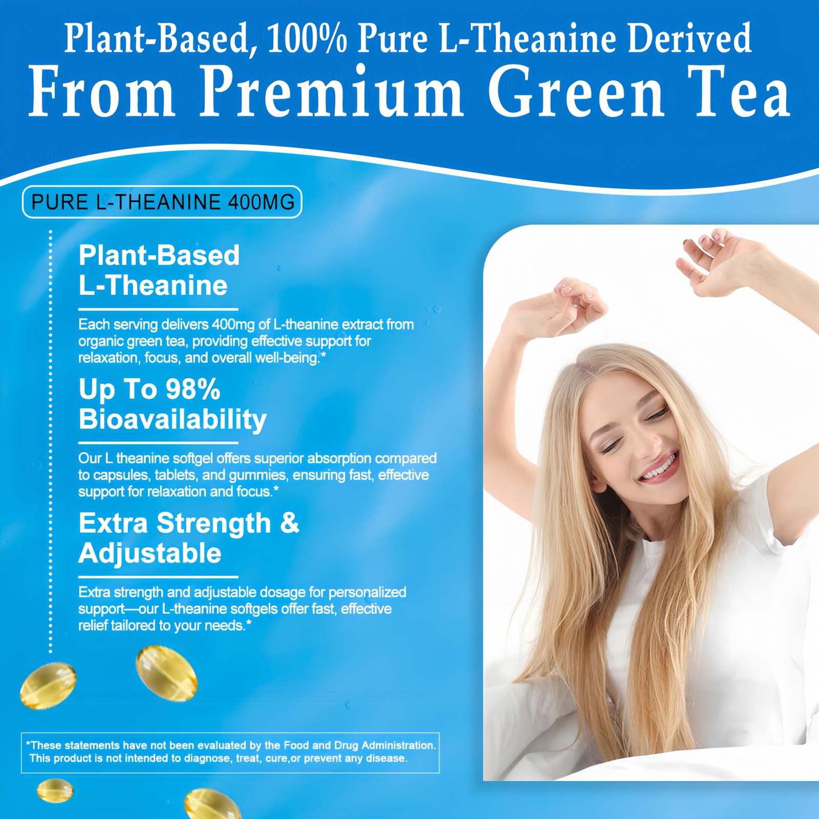 L Theanine 400 mg – Extra Strength L 120 Count (Pack of 1)