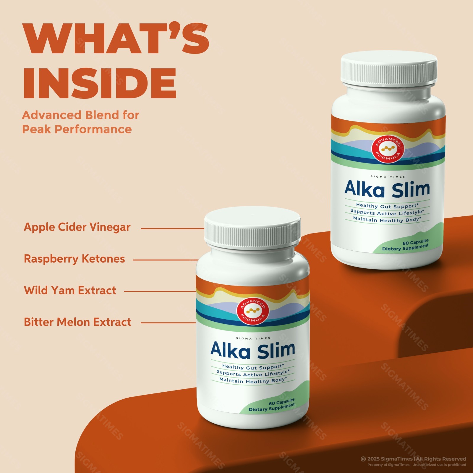Alka Slim Capsules, AlkaSlim Weight Loss Natural Supplement Pills 60ct