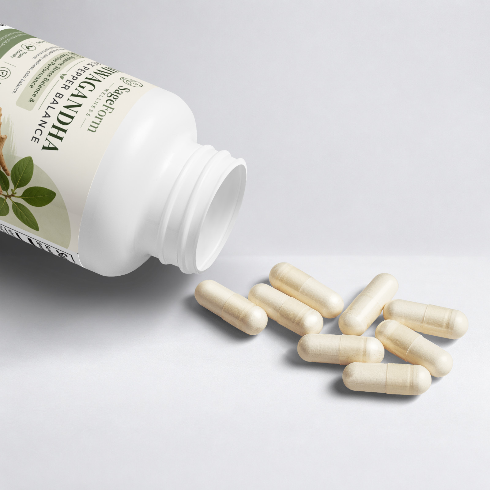 Ashwagandha Black Pepper Balance 60 Capsules Stress Support Vegan Non-GMO